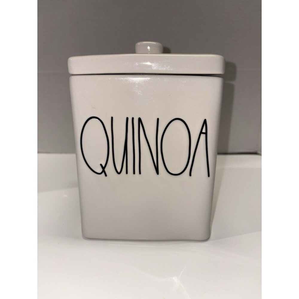 Rae Dunn Ceramic "Quinoa" Farmhouse Style Square Canister